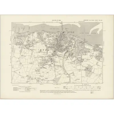 1907 Map of Hampshire & Isle of Wight XCI.SW, 1909 Print