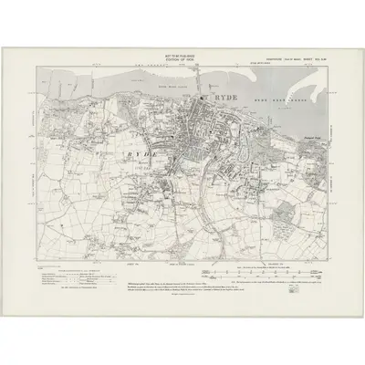 1907 Map of Hampshire & Isle of Wight XCI.SW, 1942 Print