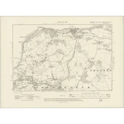 1907 Map of Hampshire & Isle of Wight XCIII.NE, 1909 Print
