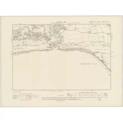 1907 Map of Hampshire & Isle of Wight XCIII.SE, 1909 Print