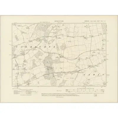 1907 Map of Hampshire & Isle of Wight XCIV.NE, 1909 Print