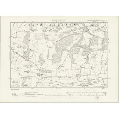 1896 Map of Hampshire & Isle of Wight XCV.NE, 1898 Print