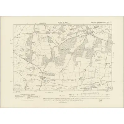 1907 Map of Hampshire & Isle of Wight XCV.NE, 1909 Print