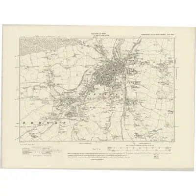 1906 Map of Hampshire & Isle of Wight XCV.NW, 1909 Print