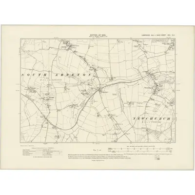 1907 Map of Hampshire & Isle of Wight XCV.SE, 1909 Print