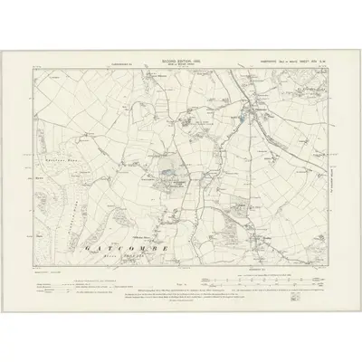 1896 Map of Hampshire & Isle of Wight XCV.SW, 1898 Print