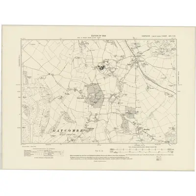 1907 Map of Hampshire & Isle of Wight XCV.SW, 1909 Print