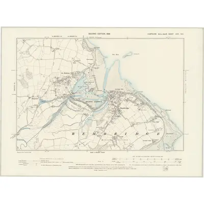 1896 Map of Hampshire & Isle of Wight XCVI.NE, 1898 Print
