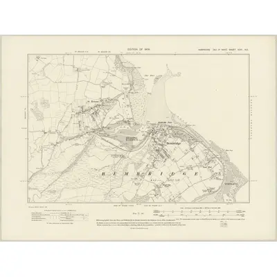 1907 Map of Hampshire & Isle of Wight XCVI.NE, 1909 Print
