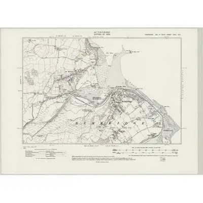 1907 Map of Hampshire & Isle of Wight XCVI.NE, 1942 Print