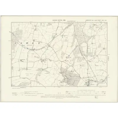 1896 Map of Hampshire & Isle of Wight XCVI.NW, 1898 Print
