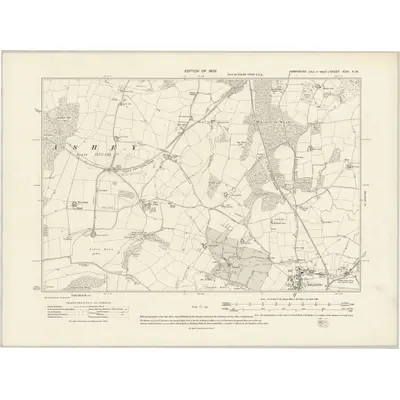 1907 Map of Hampshire & Isle of Wight XCVI.NW, 1909 Print