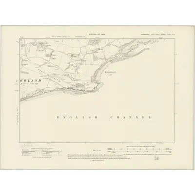 1907 Map of Hampshire & Isle of Wight XCVI.SE, 1909 Print