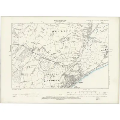 1896 Map of Hampshire & Isle of Wight XCVI.SW, 1898 Print