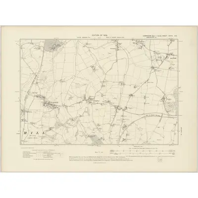 1907 Map of Hampshire & Isle of Wight XCVIII.NE, 1909 Print