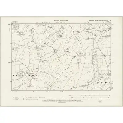 1896 Map of Hampshire & Isle of Wight XCVIII.NW, 1898 Print