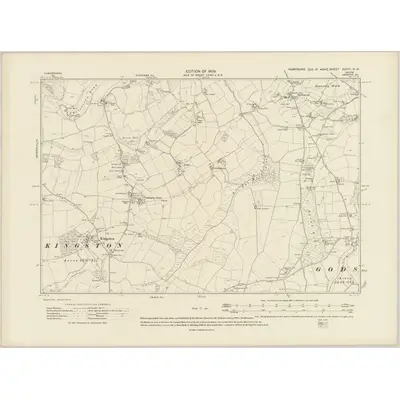 1906 Map of Hampshire & Isle of Wight XCVIII.NW, 1909 Print