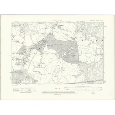 1909 Map of Hampshire & Isle of Wight XII.SW, 1912 Print