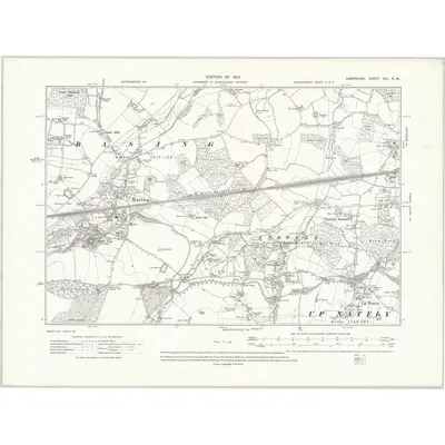 1909 Map of Hampshire & Isle of Wight XIX.NW, 1913 Print