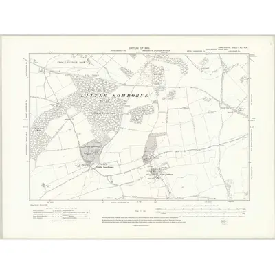 1908 Map of Hampshire & Isle of Wight XL.NW, 1910 Print