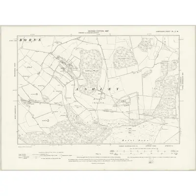 1894 Map of Hampshire & Isle of Wight XL.SW, 1897 Print