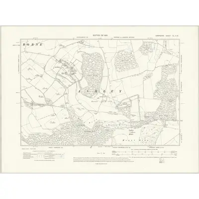 1908 Map of Hampshire & Isle of Wight XL.SW, 1910 Print