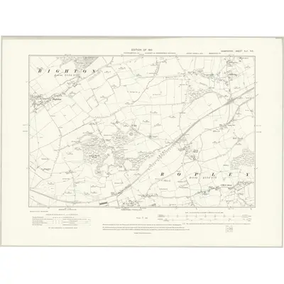 1908 Map of Hampshire & Isle of Wight XLII.NE, 1911 Print