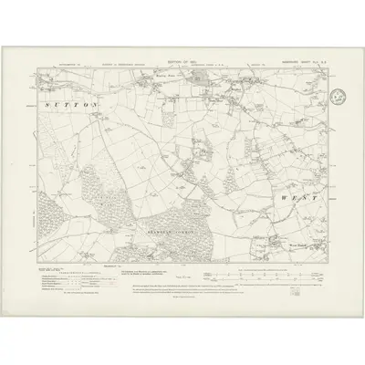 1908 Map of Hampshire & Isle of Wight XLII.SE, 1935 Print