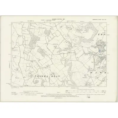 1895 Map of Hampshire & Isle of Wight XLIII.SE, 1897 Print