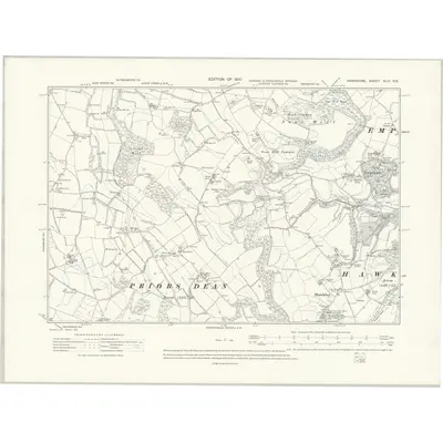 1908 Map of Hampshire & Isle of Wight XLIII.SE, 1910 Print