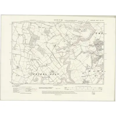 1908 Map of Hampshire & Isle of Wight XLIII.SE, 1931 Print