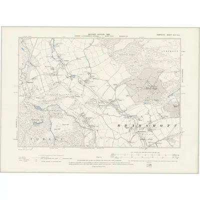 1895 Map of Hampshire & Isle of Wight XLIV.NE, 1898 Print