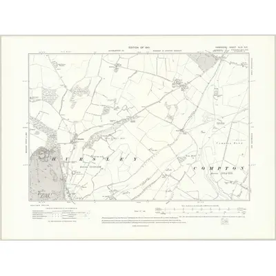 1908 Map of Hampshire & Isle of Wight XLIX.NE, 1910 Print