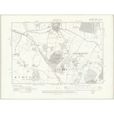 1909 Map of Hampshire & Isle of Wight XV.SW, 1911 Print