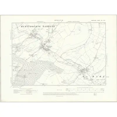 1909 Map of Hampshire & Isle of Wight XVI.NW, 1911 Print