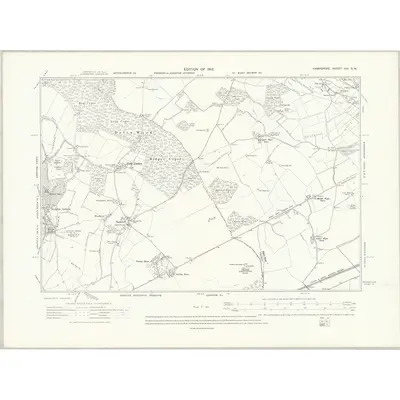 1909 Map of Hampshire & Isle of Wight XVI.SW, 1912 Print