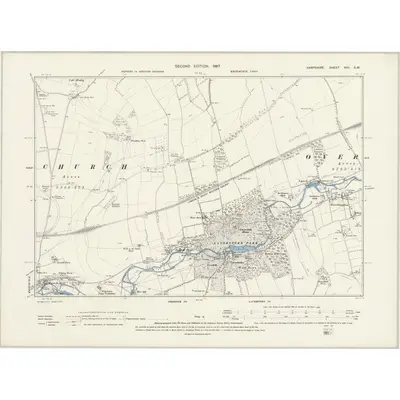 1894 Map of Hampshire & Isle of Wight XVII.SW, 1897 Print