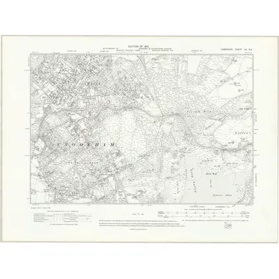 1909 Map of Hampshire & Isle of Wight XX.NE, 1912 Print