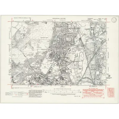 1938 Map of Hampshire & Isle of Wight XXI.NW, 1946 Print