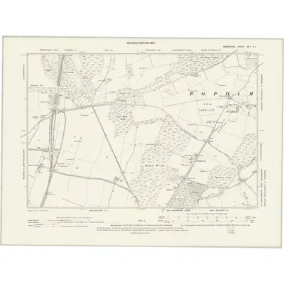 1894 Map of Hampshire & Isle of Wight XXV.SE, 1897 Print