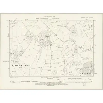 1894 Map of Hampshire & Isle of Wight XXVI.SW, 1897 Print