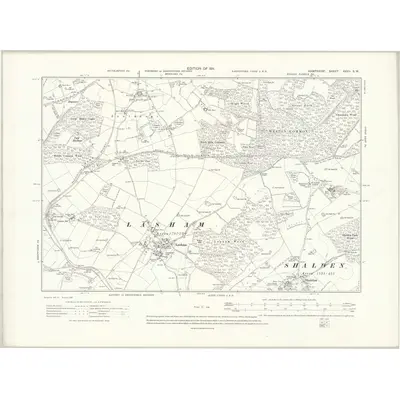 1909 Map of Hampshire & Isle of Wight XXVII.SW, 1911 Print