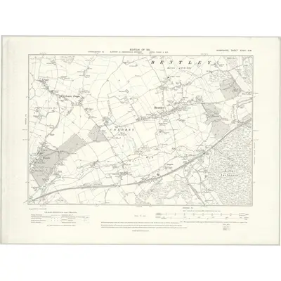 1909 Map of Hampshire & Isle of Wight XXVIII.SW, 1911 Print