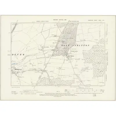 1894 Map of Hampshire & Isle of Wight XXXIII.NE, 1897 Print