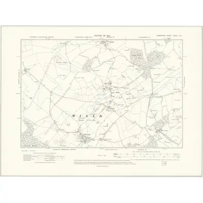 1908 Map of Hampshire & Isle of Wight XXXIV.NE, 1910 Print