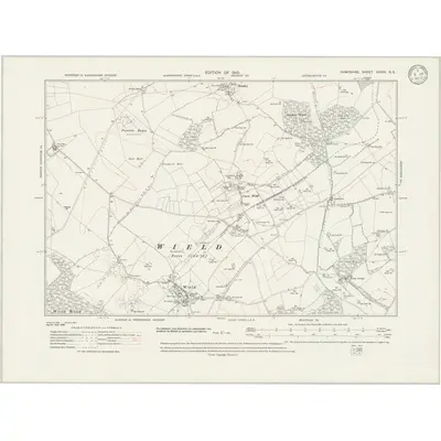 1908 Map of Hampshire & Isle of Wight XXXIV.NE, 1933 Print