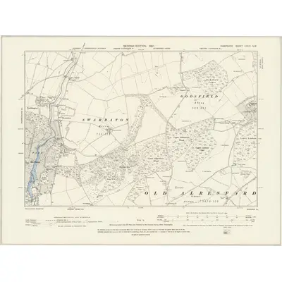 1894 Map of Hampshire & Isle of Wight XXXIV.SW, 1897 Print
