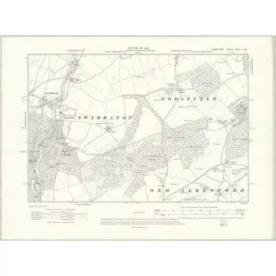 1908 Map of Hampshire & Isle of Wight XXXIV.SW, 1910 Print