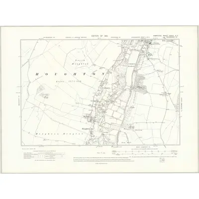 1908 Map of Hampshire & Isle of Wight XXXIX.NE, 1910 Print