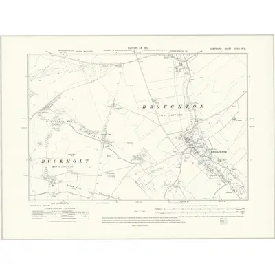 1908 Map of Hampshire & Isle of Wight XXXIX.NW, 1910 Print